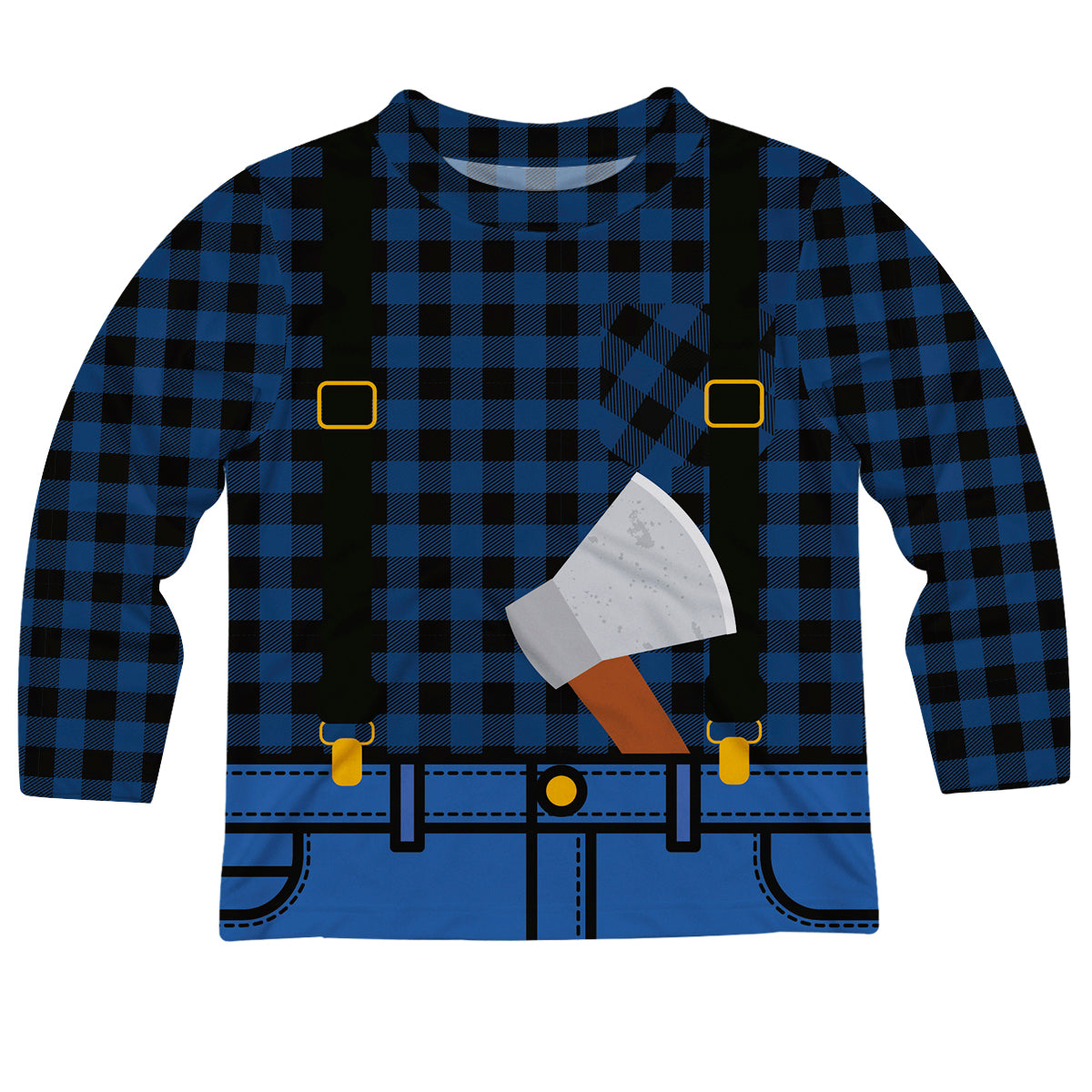 Boys blue buffalo plaid lumberjack long sleeve tee shirt - Wimziy&Co.