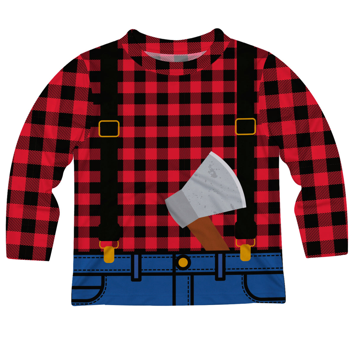 Boys red buffalo plaid lumberjack long sleeve tee shirt - Wimziy&Co.