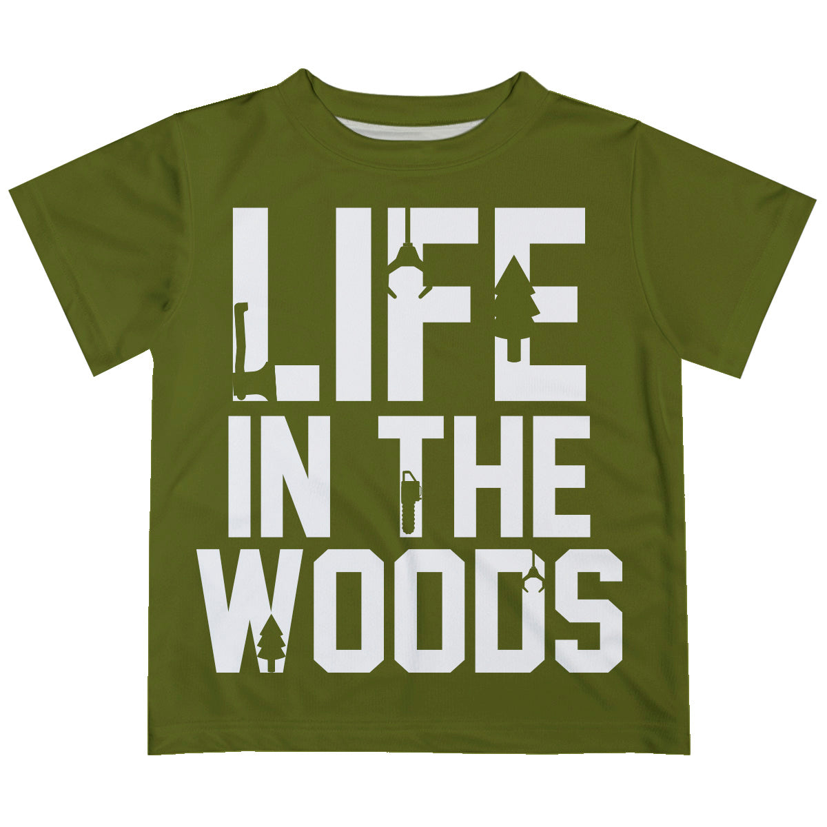 Boys green and white life in the woods short sleeve tee shirt - Wimziy&Co.
