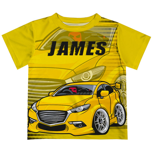 Raicing Car Name Yellow Short Sleeve Tee Shirt - Wimziy&Co.
