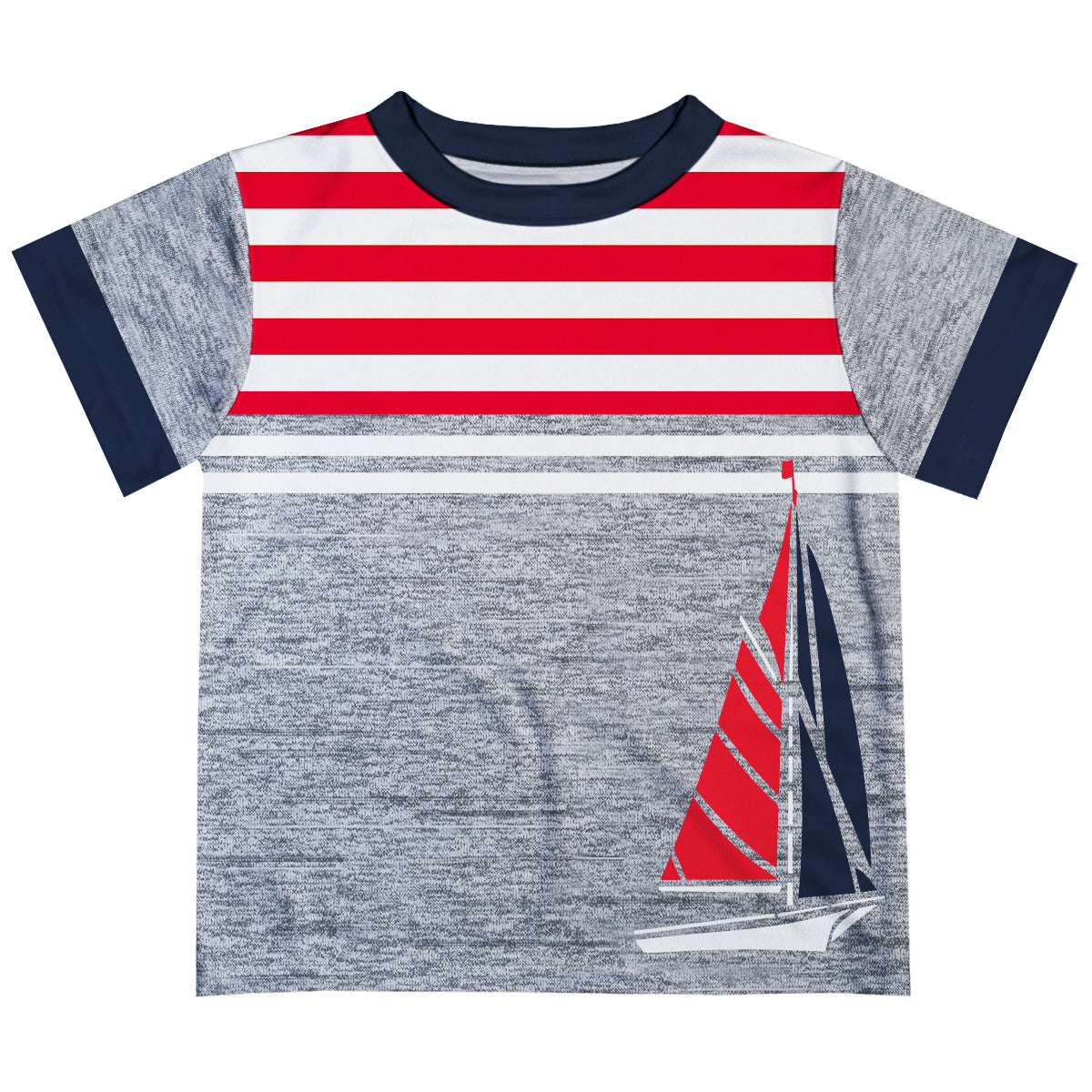 Sailboat Red White And Gray Short Sleeve Tee Shirt - Wimziy&Co.
