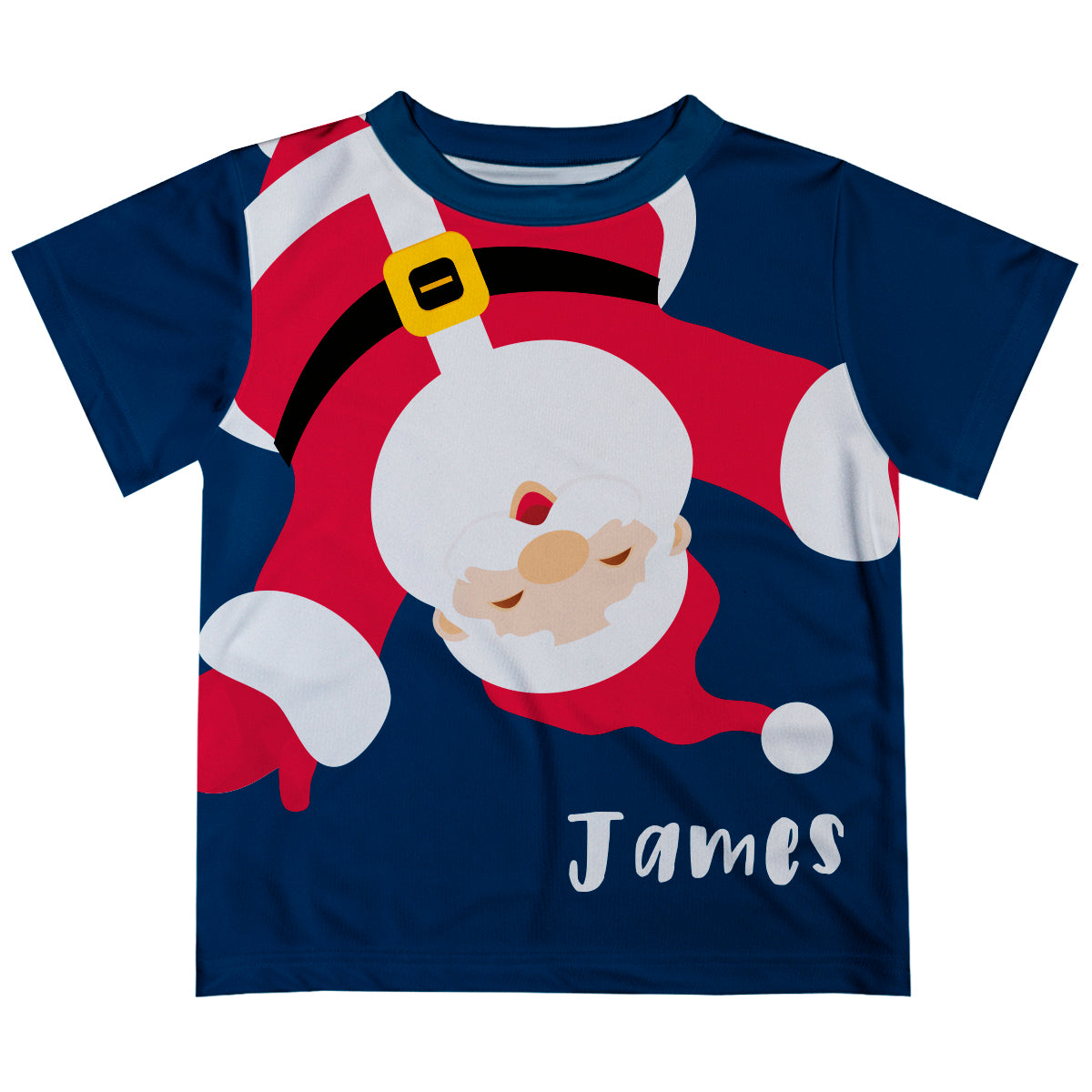 Blue short sleeve tee shirt with santa and name - Wimziy&Co.