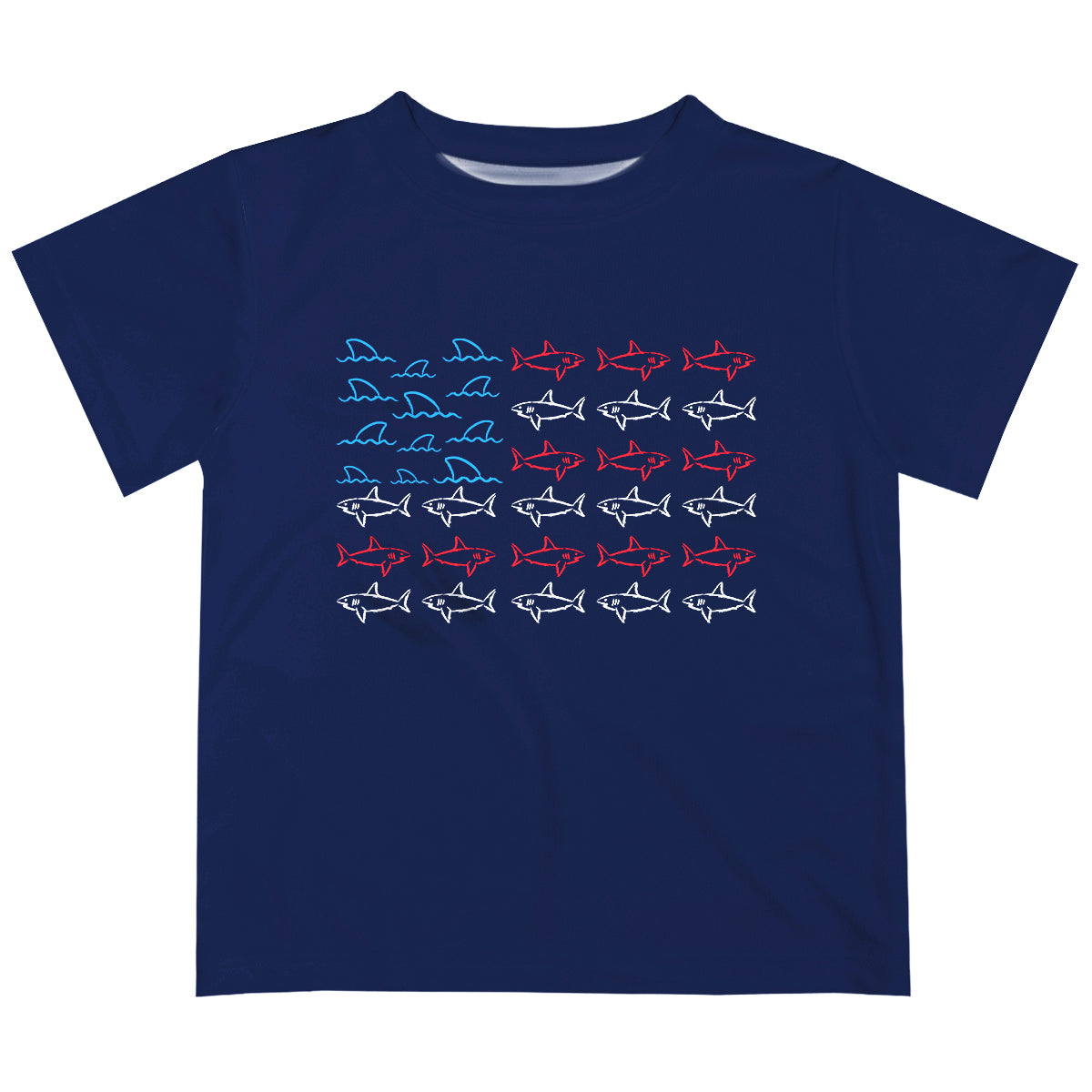 Sharks Flag Navy Short Sleeve Tee Shirt - Wimziy&Co.