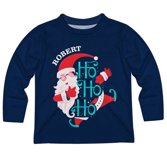 Santa Hohoho Name Navy Long Sleeve Tee Shirt - Wimziy&Co.