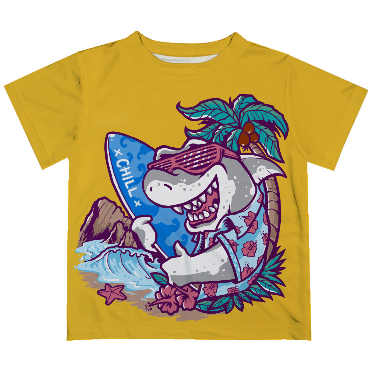 Shark Name Yellow Short Sleeve Tee Shirt - Wimziy&Co.