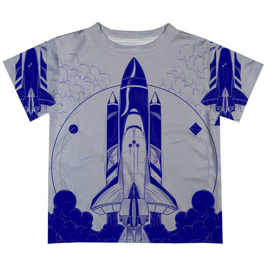 Spaceship Grey Short Sleeve Tee Shirt - Wimziy&Co.