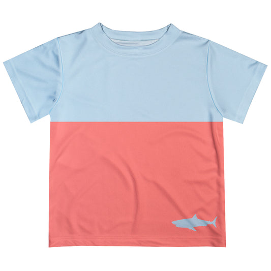 Shark Light Blue and Coral Short Sleeve Tee Shirt - Wimziy&Co.
