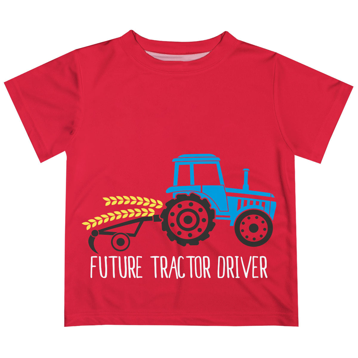 Red short sleeve tee shirt with tractor and name - Wimziy&Co.