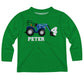 Green tractor long sleeve tee shirt with name - Wimziy&Co.