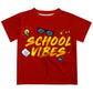 Yellow School Vibes Red Short Sleeve Boys Tee Shirt - Wimziy&Co.