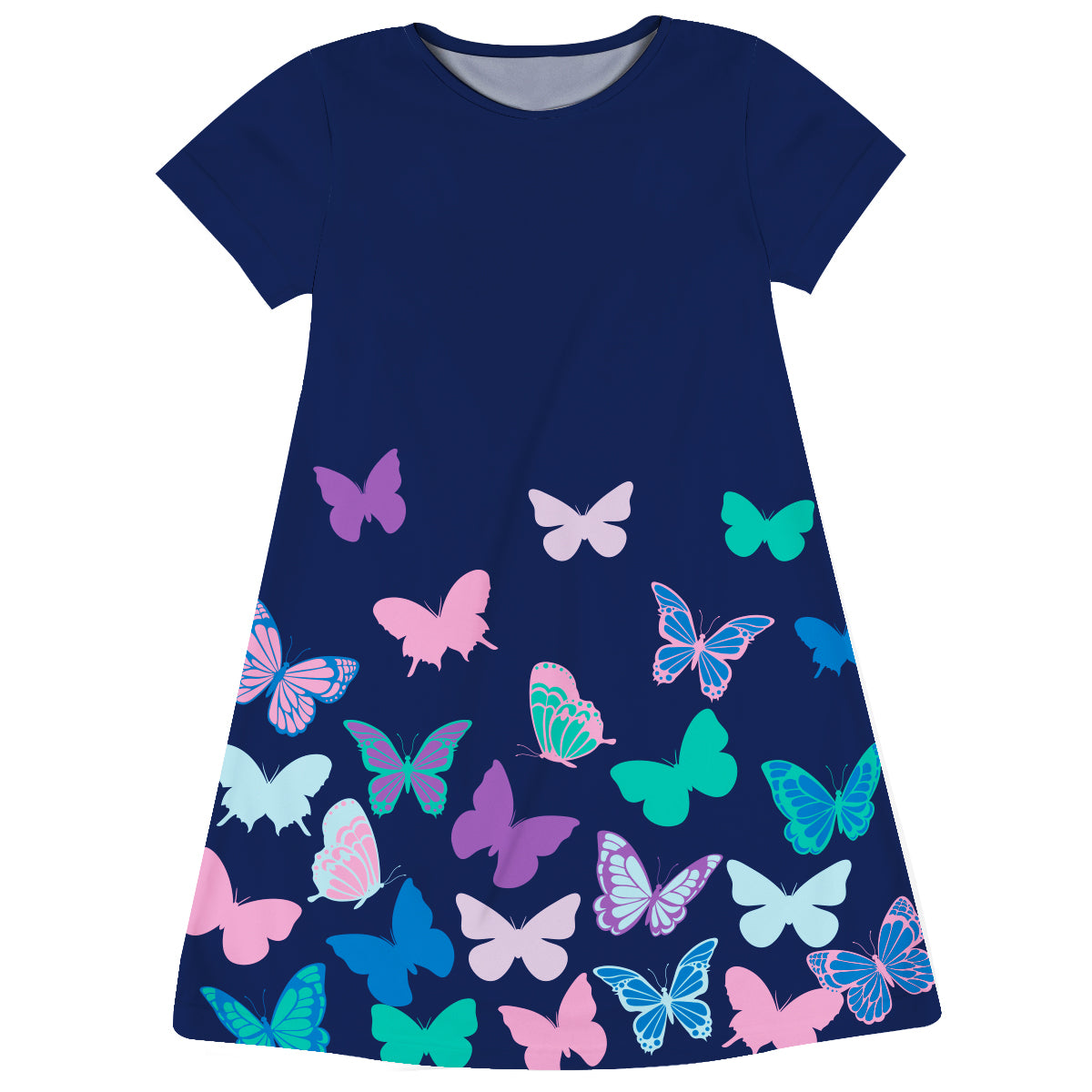 Butterflies Navy Short Sleeve A Line Dress - Wimziy&Co.