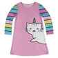 Cat Name Pink Stripes Long Sleeve A Line Dress - Wimziy&Co.