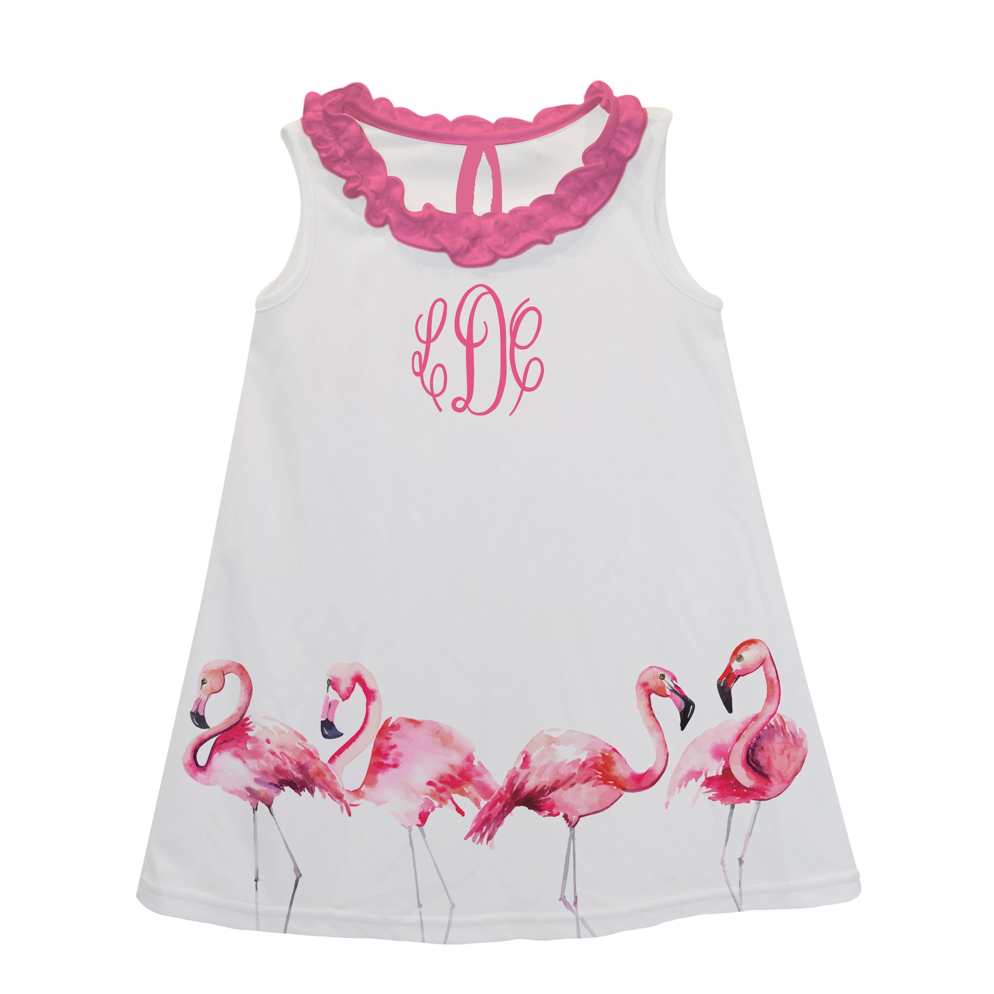 Flamingos Monogram White  A Line Dress - Wimziy&Co.