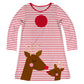 Red and white stripes reindeer dress with monogram - Wimziy&Co.