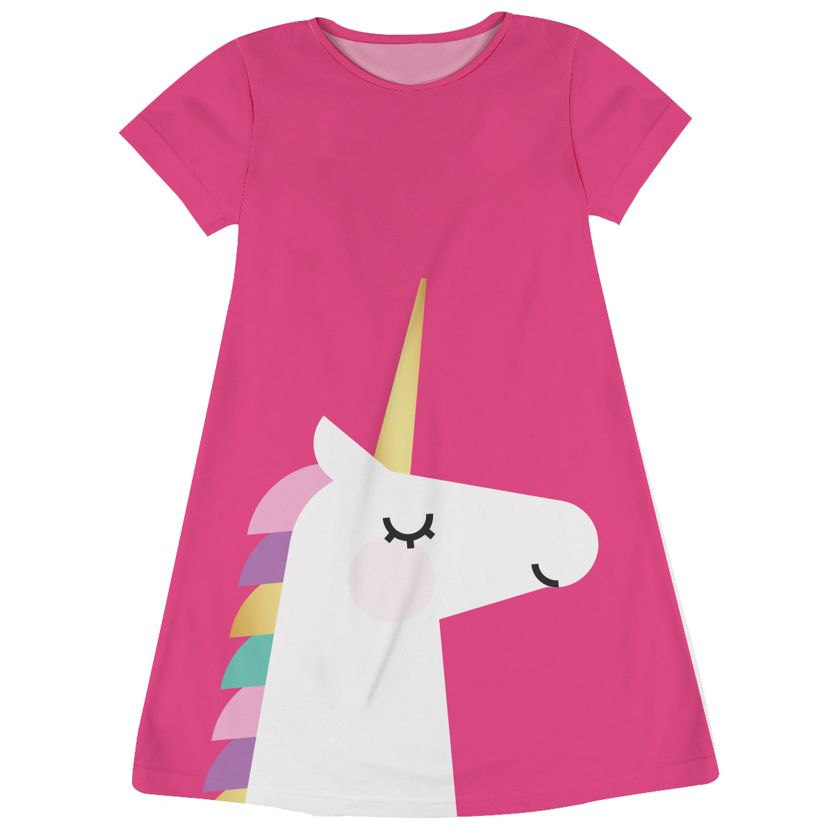 Pink and white unicorn a line dress with name - Wimziy&Co.