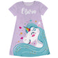 Purple and aqua big unicorn a line dress with name - Wimziy&Co.