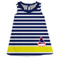 Yellow and Navy Stripe A Line Dress - Wimziy&Co.