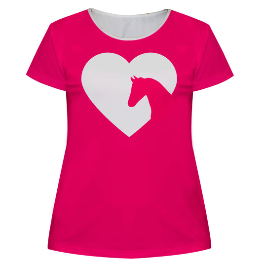 Hot pink equestrian heart short sleeve blouse - Wimziy&Co.