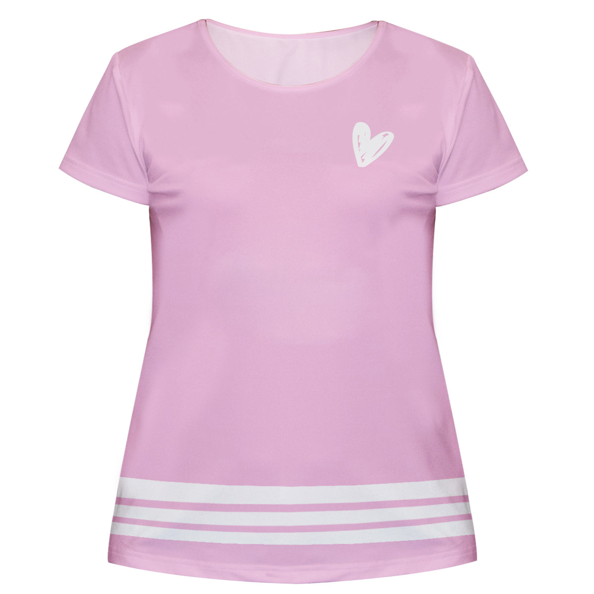 Heart and Initial Name Pink and White Stripes Short Sleeve Tee Shirt - Wimziy&Co.