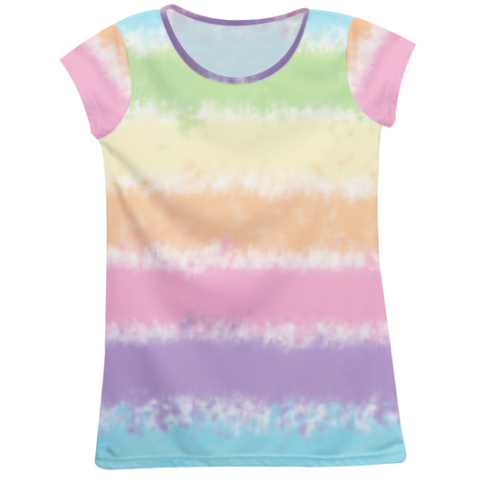 Tie Dye Rainbow Color Stripes Short Sleeve Tee Shirt - Wimziy&Co.