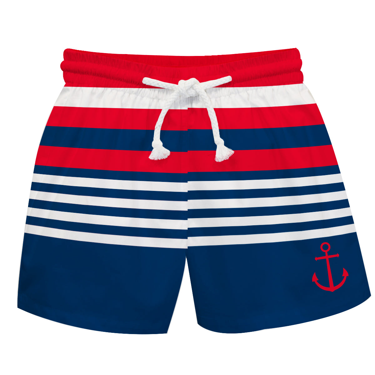 Anchor Blue and Red Stripes Swimtrunk