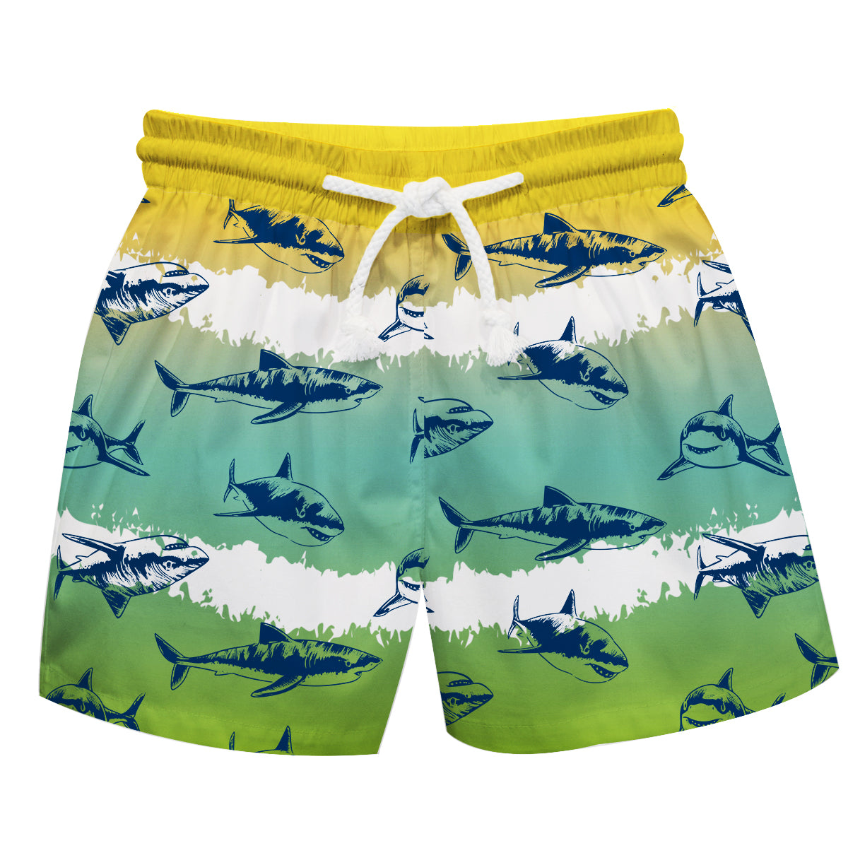 Shark Print Yellow and Green Swimtrunk