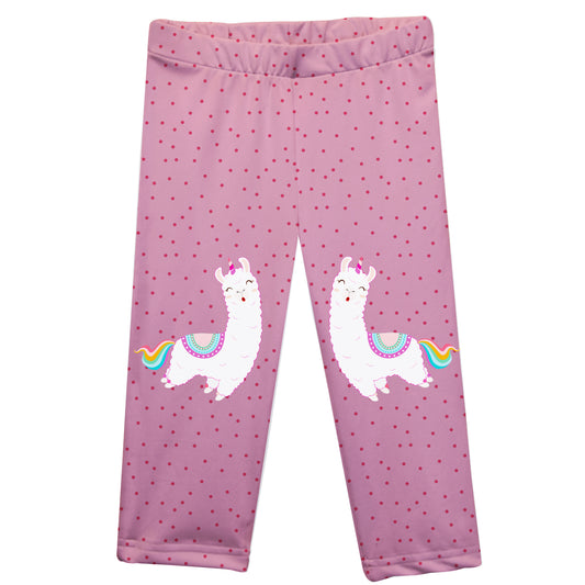 Hot pink and white llamas girls capri leggings - Wimziy&Co.