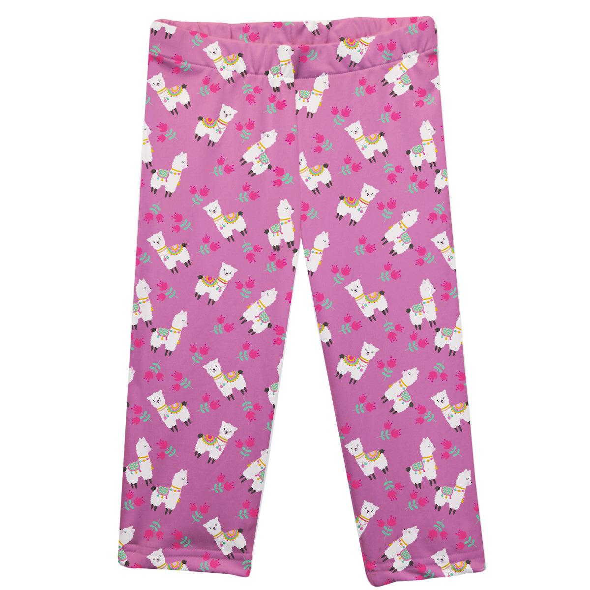 Hot pink and white llamas capri leggings - Wimziy&Co.