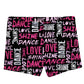 Black and pink 'I love dance' girls dance shorts - Wimziy&Co.