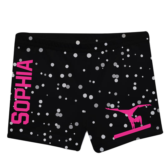 Black and hot pink gymnast shorts with name - Wimziy&Co.