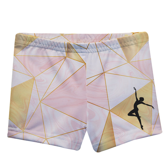 Gymnast Silhouette White And Pink Marble Shorties - Wimziy&Co.