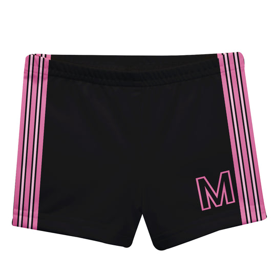 Initial Name Pink Stripes Black Shorties - Wimziy&Co.