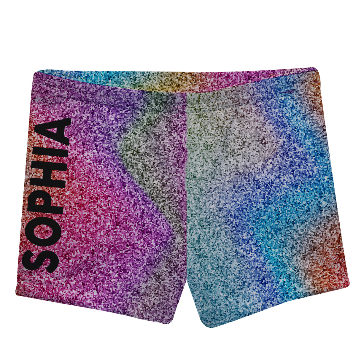 Multicolor glitter girls shorts with name - Wimziy&Co.