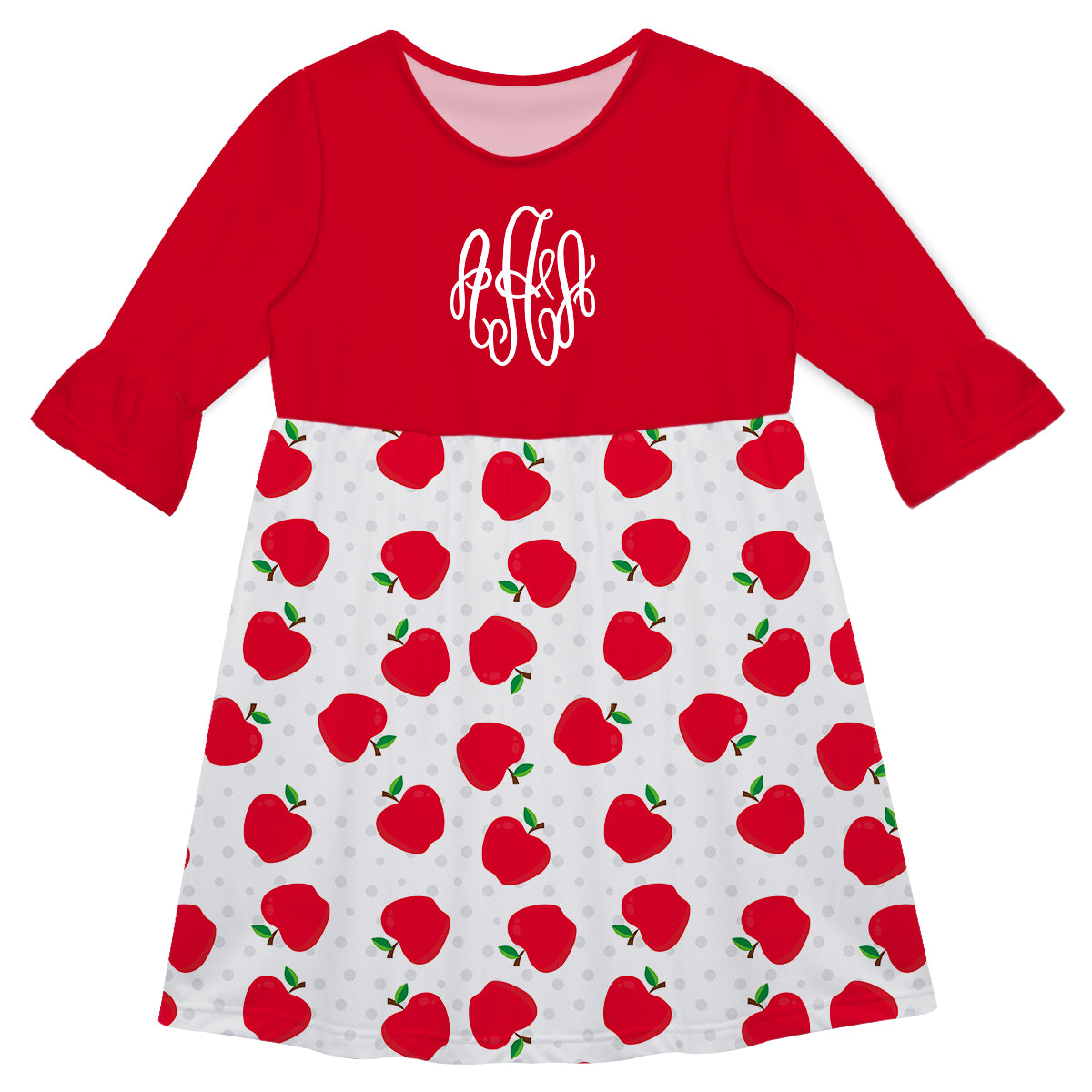 Apple Monogram White And Red Amy Dress - Wimziy&Co.