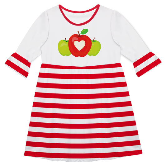 Apples White And Red Stripes Amy Dress - Wimziy&Co.