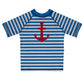 Anchor Blue and White Stripes Short Sleeve Rash Guard - Wimziy&Co.