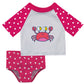 Crab Name White and Hot Pink Polka Dots 2pc Short Sleeve Rashguards - Wimziy&Co.