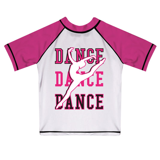 Dance White and Pink Short Sleeve Rash Guard - Wimziy&Co.