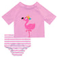 Flamingo Name Pink 2pc Short Sleeve Rash Guard - Wimziy&Co.