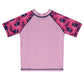 Flamingo Print Monogram Pink Short Sleeve Rash Guard - Wimziy&Co.