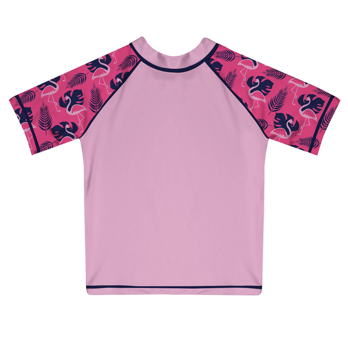 Flamingo Print Monogram Pink Short Sleeve Rash Guard - Wimziy&Co.