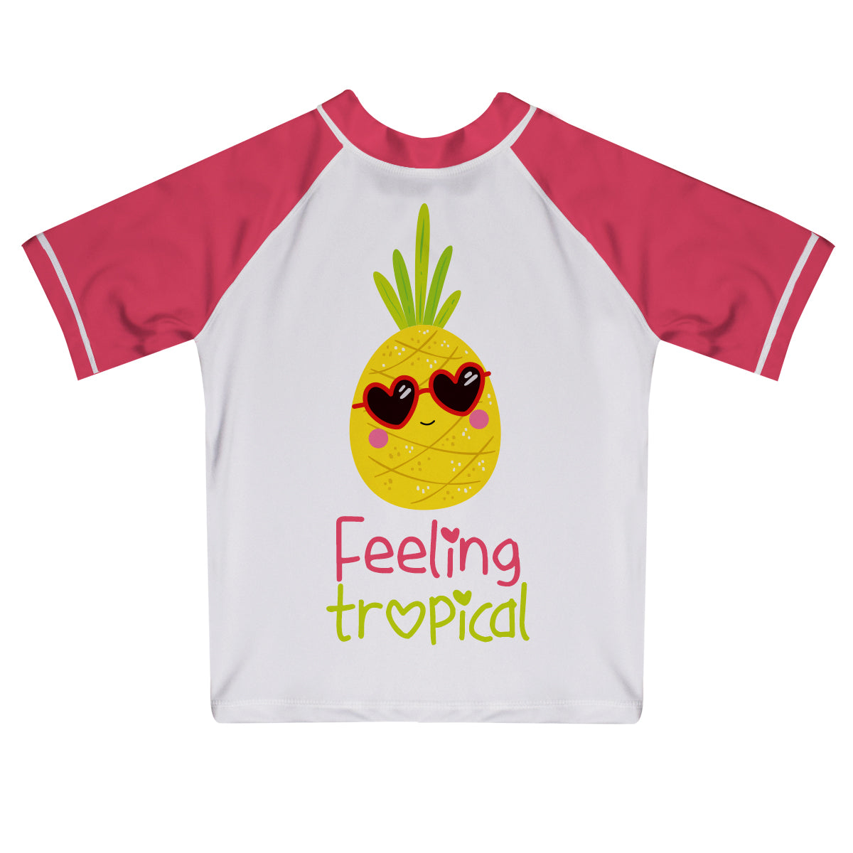 Feeling Tropical White and Pink Short Sleeve Rash Guard - Wimziy&Co.