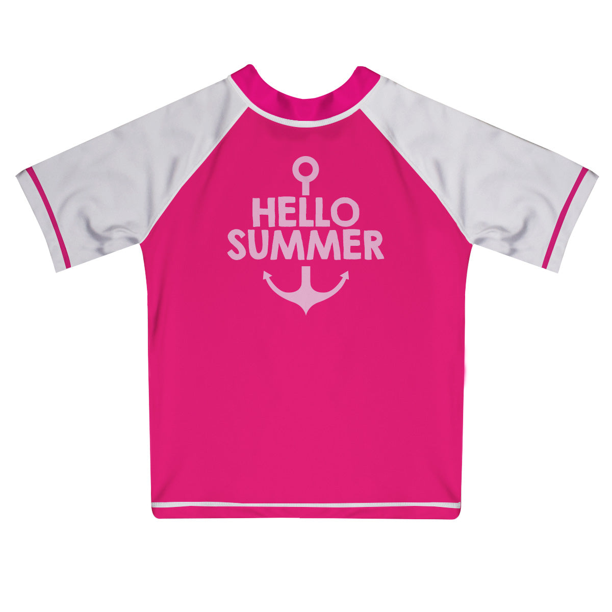 Hello Summer Pink and White Short Sleeve Rash Guard - Wimziy&Co.