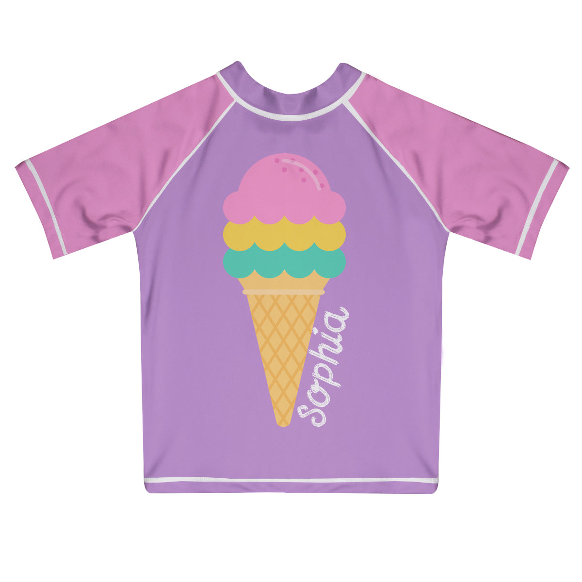 Ice Cream Name Purple and Pink Short Sleeve Rash Guard - Wimziy&Co.