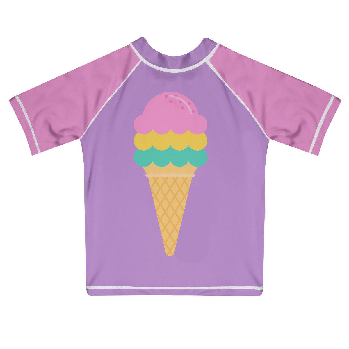 Ice Cream Name Purple and Pink Short Sleeve Rash Guard - Wimziy&Co.