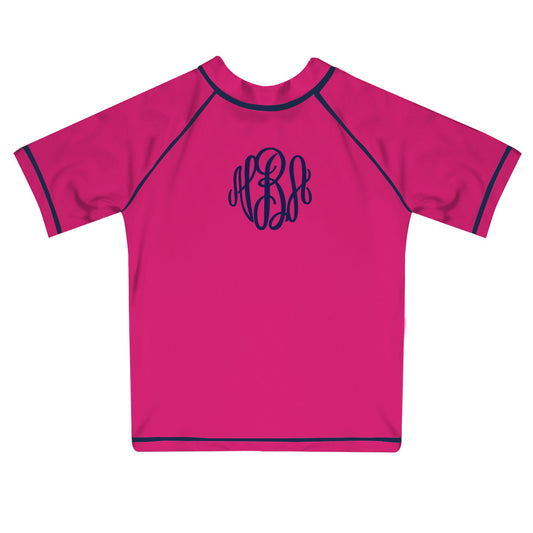 Monogram Hot Pink Short Sleeve Rash Guard - Wimziy&Co.