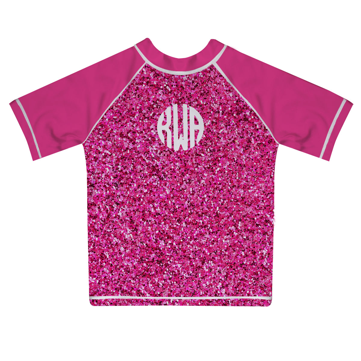 Monogram Pink Glitter Short Sleeve Rash Guad - Wimziy&Co.
