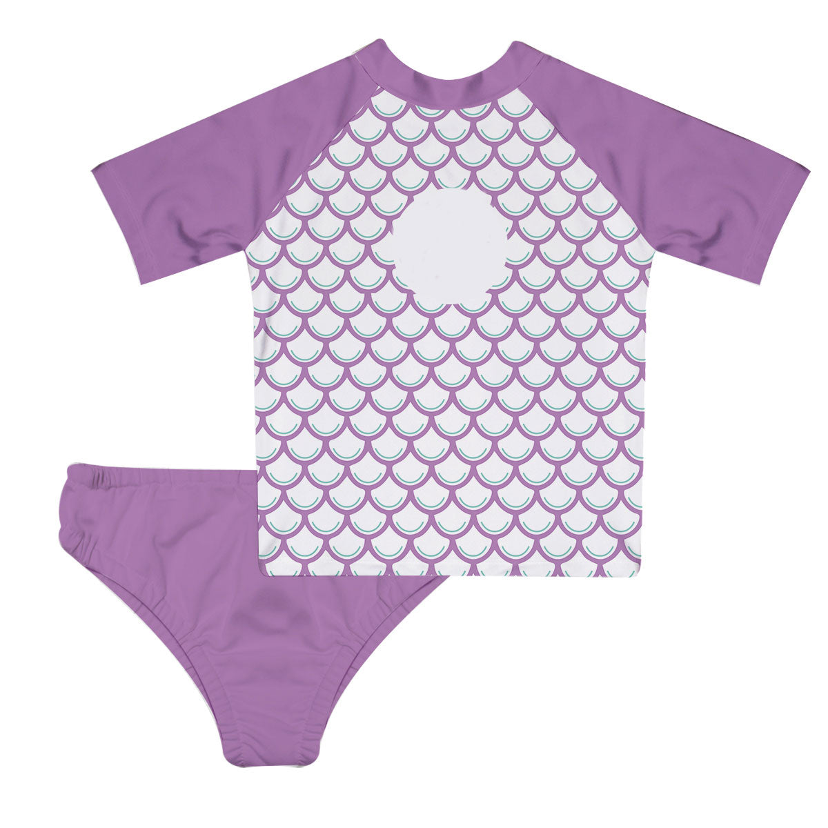 Mermaid Monogram White And Purple 2pc Short Sleeve Rash Guard - Wimziy&Co.
