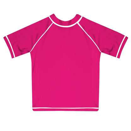 Name Hot Pink Short Sleeve Rash Guard - Wimziy&Co.