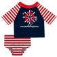 Nautical Name Navy Red Stripes 2pc Short Sleeve Rashguards - Wimziy&Co.